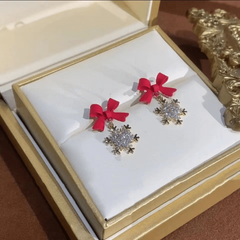 Bow Snowflake Earrings for Women