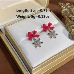 Bow Snowflake Earrings for Women