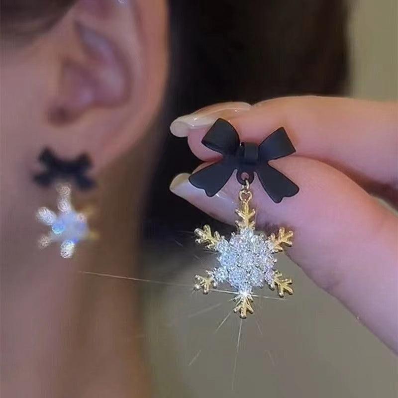 Bow Snowflake Earrings for Women