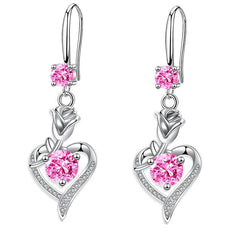 Rose Flower Love Pendant Earring Set for Women
