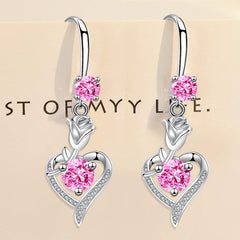 Rose Flower Love Pendant Earring Set for Women