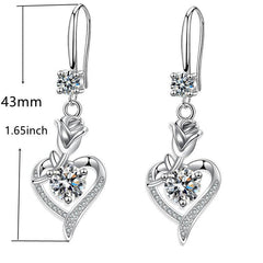 Rose Flower Love Pendant Earring Set for Women