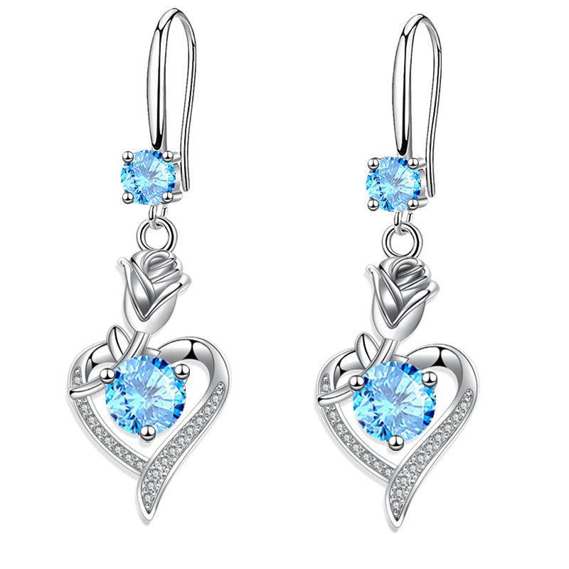 Rose Flower Love Pendant Earring Set for Women
