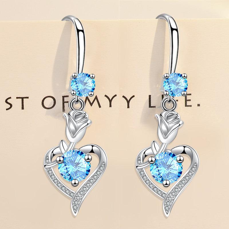Rose Flower Love Pendant Earring Set for Women