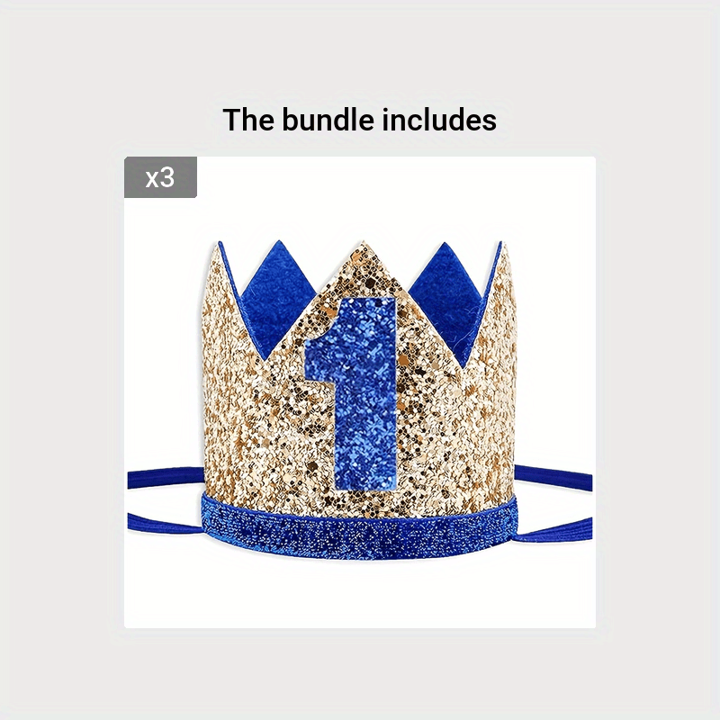 1st Birthday Party Hat Crown for Baby Boy