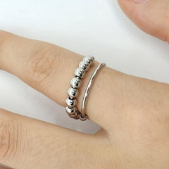 Stainless Steel Rotate Beads Anxiety Rings Adjustable Stress Relief Fidget Rings