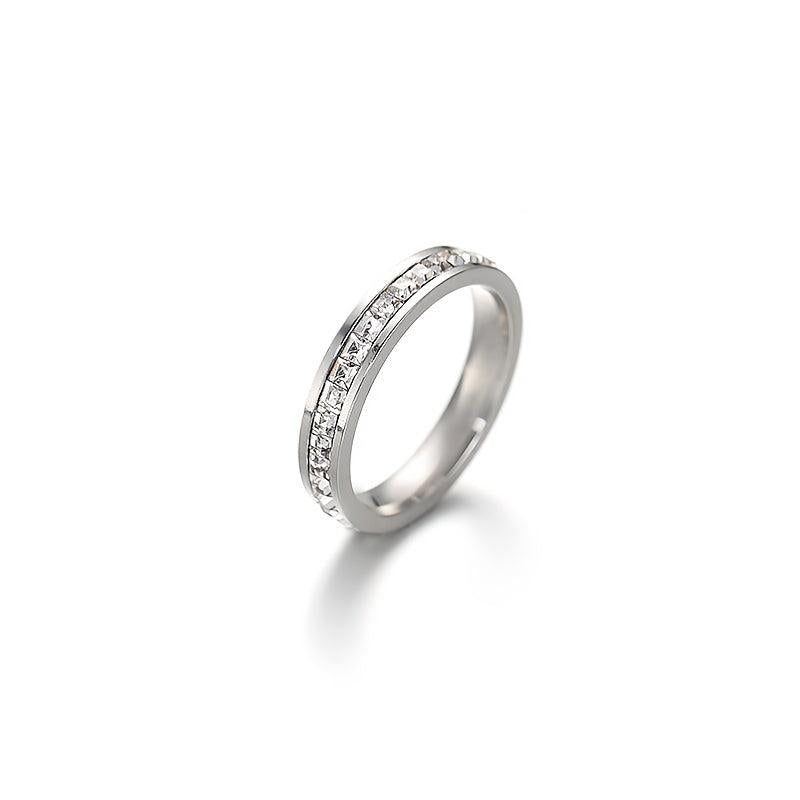 European American Stainless Steel Jewelry Zircon Couple Ring