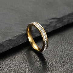 European American Stainless Steel Jewelry Zircon Couple Ring