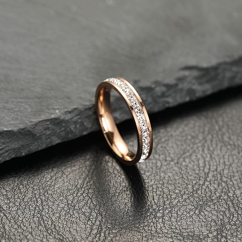 European American Stainless Steel Jewelry Zircon Couple Ring
