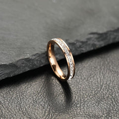 European American Stainless Steel Jewelry Zircon Couple Ring