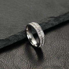 European American Stainless Steel Jewelry Zircon Couple Ring