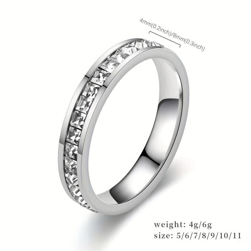 European American Stainless Steel Jewelry Zircon Couple Ring