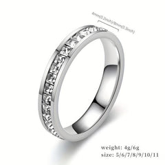 European American Stainless Steel Jewelry Zircon Couple Ring