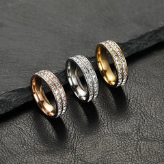 European American Stainless Steel Jewelry Zircon Couple Ring