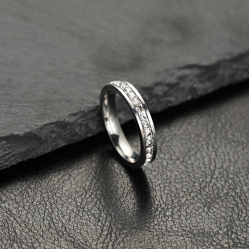 European American Stainless Steel Jewelry Zircon Couple Ring