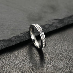 European American Stainless Steel Jewelry Zircon Couple Ring