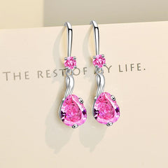 Red Gemstone Pendant Earrings Bride Wedding Jewelry
