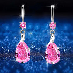 Red Gemstone Pendant Earrings Bride Wedding Jewelry