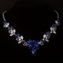 Royal Flower Rhinestone Necklace Earring Set