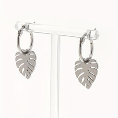 Stainless Steel Leaf Hoop Earrings for Biker Girls