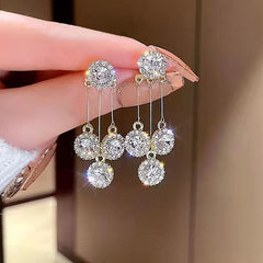 Double Sided Circle Tassel Earrings Japanese Style Women