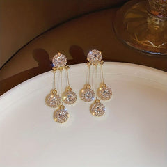 Double Sided Circle Tassel Earrings Japanese Style Women