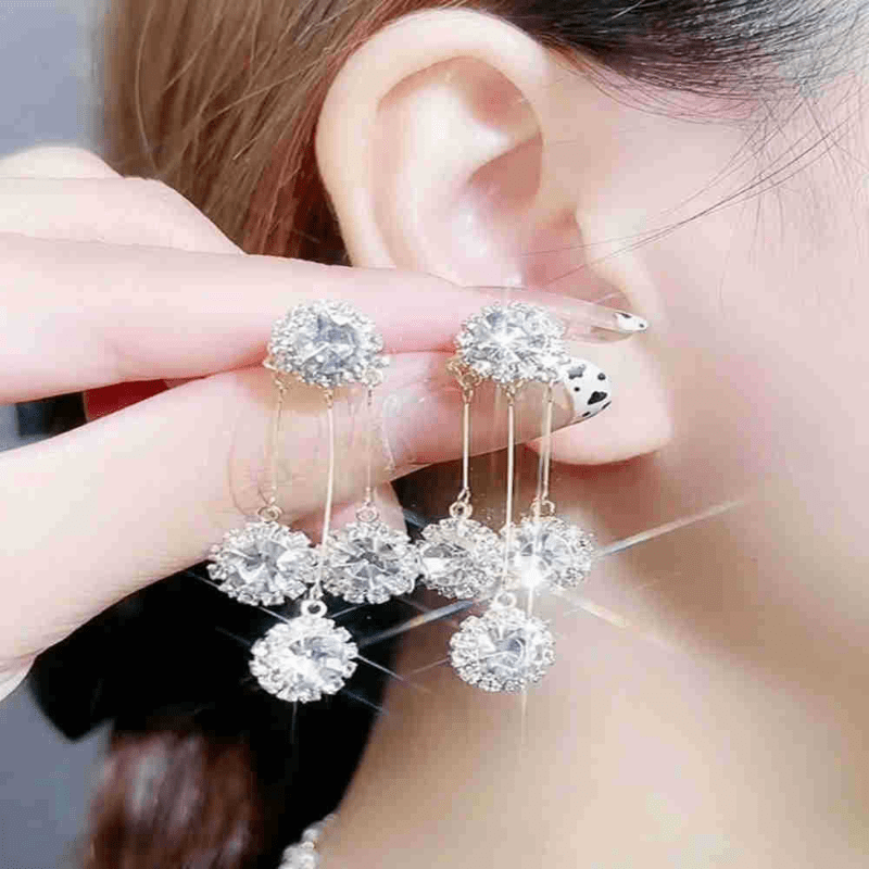Double Sided Circle Tassel Earrings Japanese Style Women