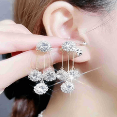 Double Sided Circle Tassel Earrings Japanese Style Women