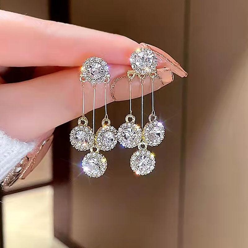 Double Sided Circle Tassel Earrings Japanese Style Women