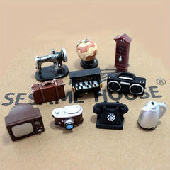 10pcs Retro Camera TV & Sewing Machine Ornaments - Nostalgic Home Decor