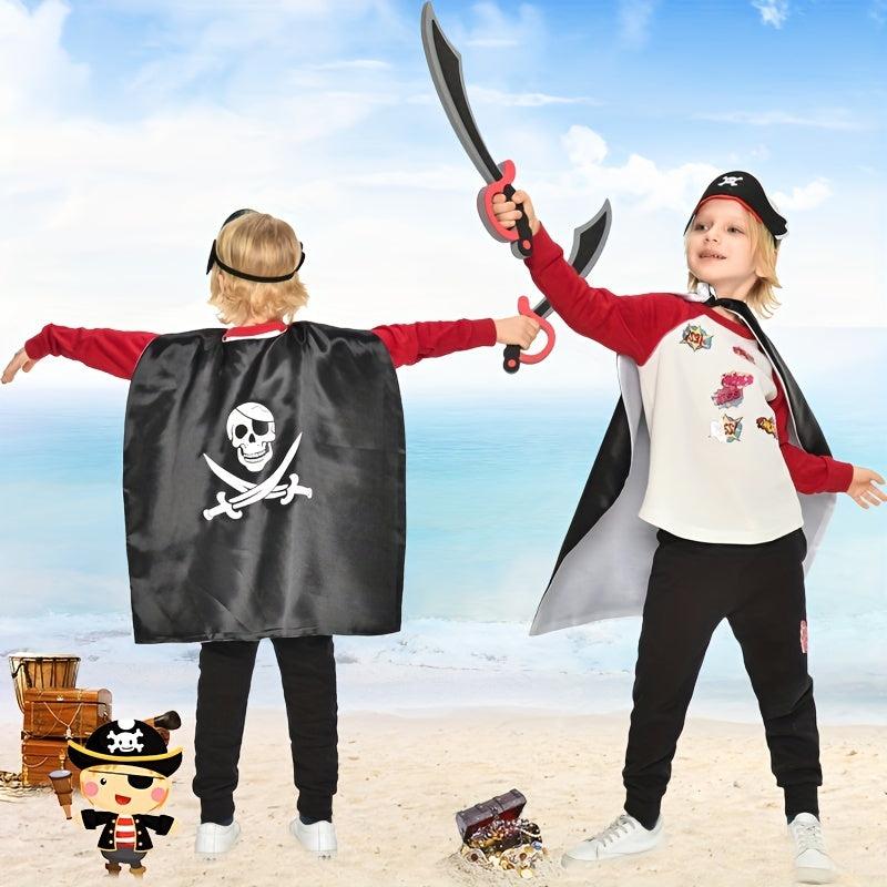 Kids Pirate Costume Set: Cape, Hat, Eye Patch