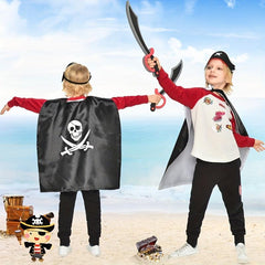 Kids Pirate Costume Set: Cape, Hat, Eye Patch