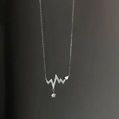 Diamond Heartbeat Necklace Clavicle Chain Halloween Christmas Gift