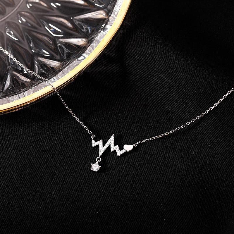 Diamond Heartbeat Necklace Clavicle Chain Halloween Christmas Gift