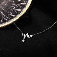 Diamond Heartbeat Necklace Clavicle Chain Halloween Christmas Gift