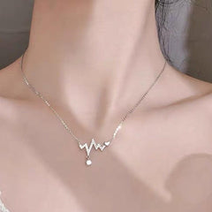 Diamond Heartbeat Necklace Clavicle Chain Halloween Christmas Gift