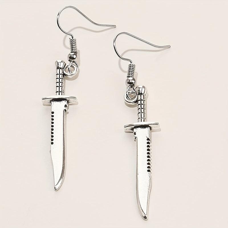 Personality Retro Alloy Silvery Dagger Earrings
