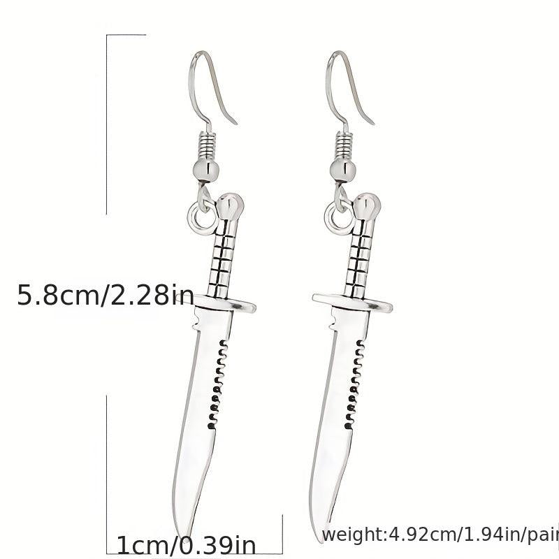 Personality Retro Alloy Silvery Dagger Earrings