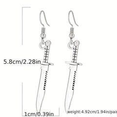 Personality Retro Alloy Silvery Dagger Earrings