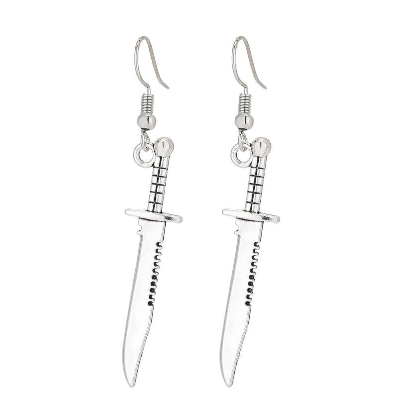 Personality Retro Alloy Silvery Dagger Earrings