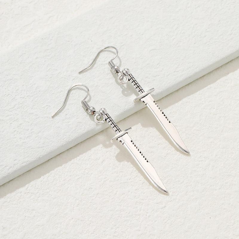 Personality Retro Alloy Silvery Dagger Earrings