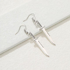 Personality Retro Alloy Silvery Dagger Earrings