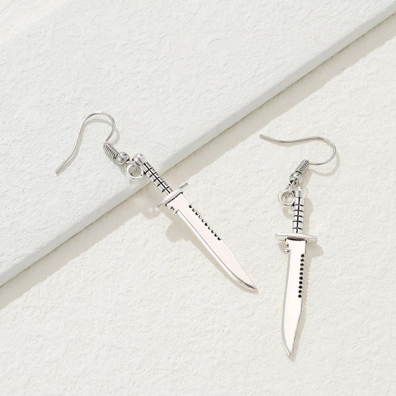 Personality Retro Alloy Silvery Dagger Earrings