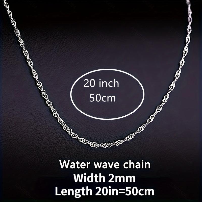2MM 20in Water Wave Chain Necklace Men And Women