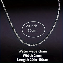 2MM 20in Water Wave Chain Necklace Men And Women