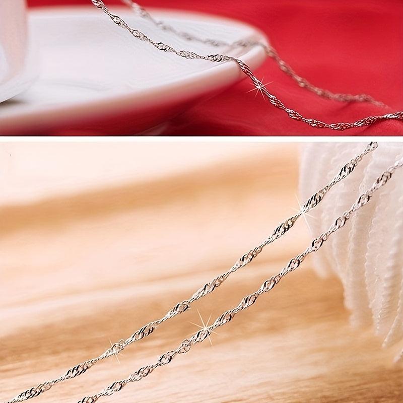 2MM 20in Water Wave Chain Necklace Men And Women