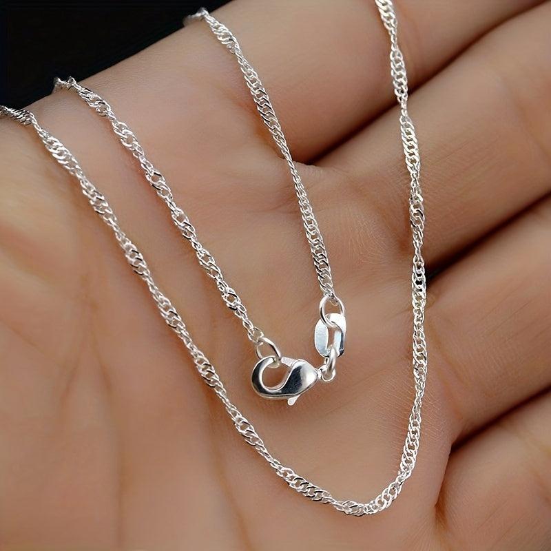 2MM 20in Water Wave Chain Necklace Men And Women