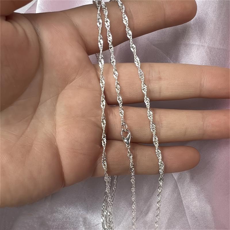 2MM 20in Water Wave Chain Necklace Men And Women