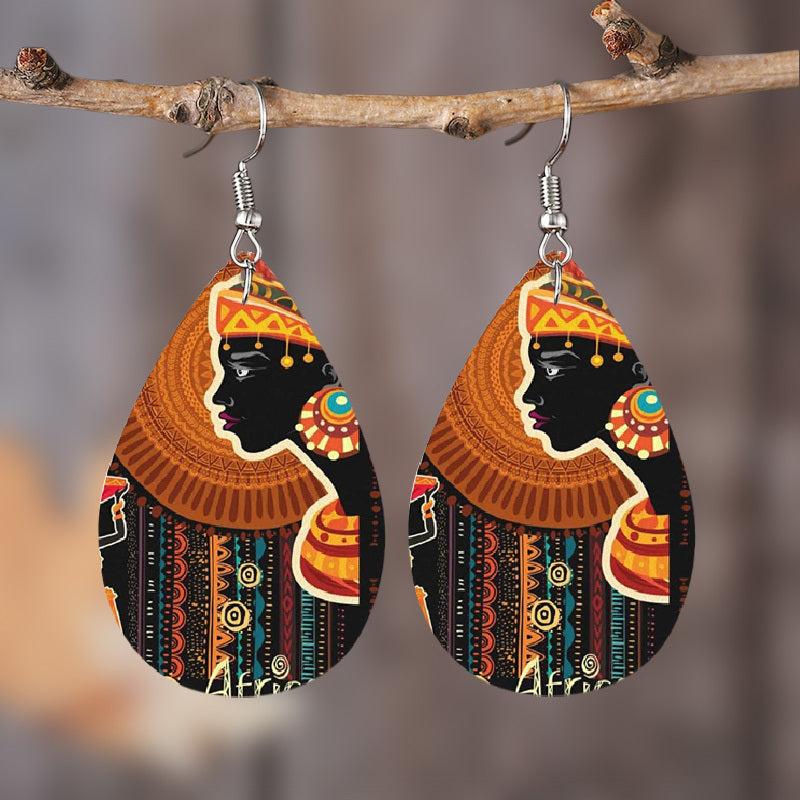 African Tribal Teardrop Dangle Earrings Retro Style Jewelry