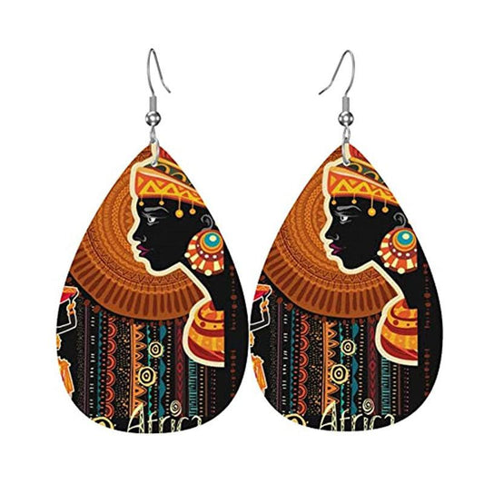 African Tribal Teardrop Dangle Earrings Retro Style Jewelry